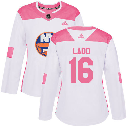 Adidas Islanders #16 Andrew Ladd White/Pink Authentic Fashion Women's Stitched NHL Jersey